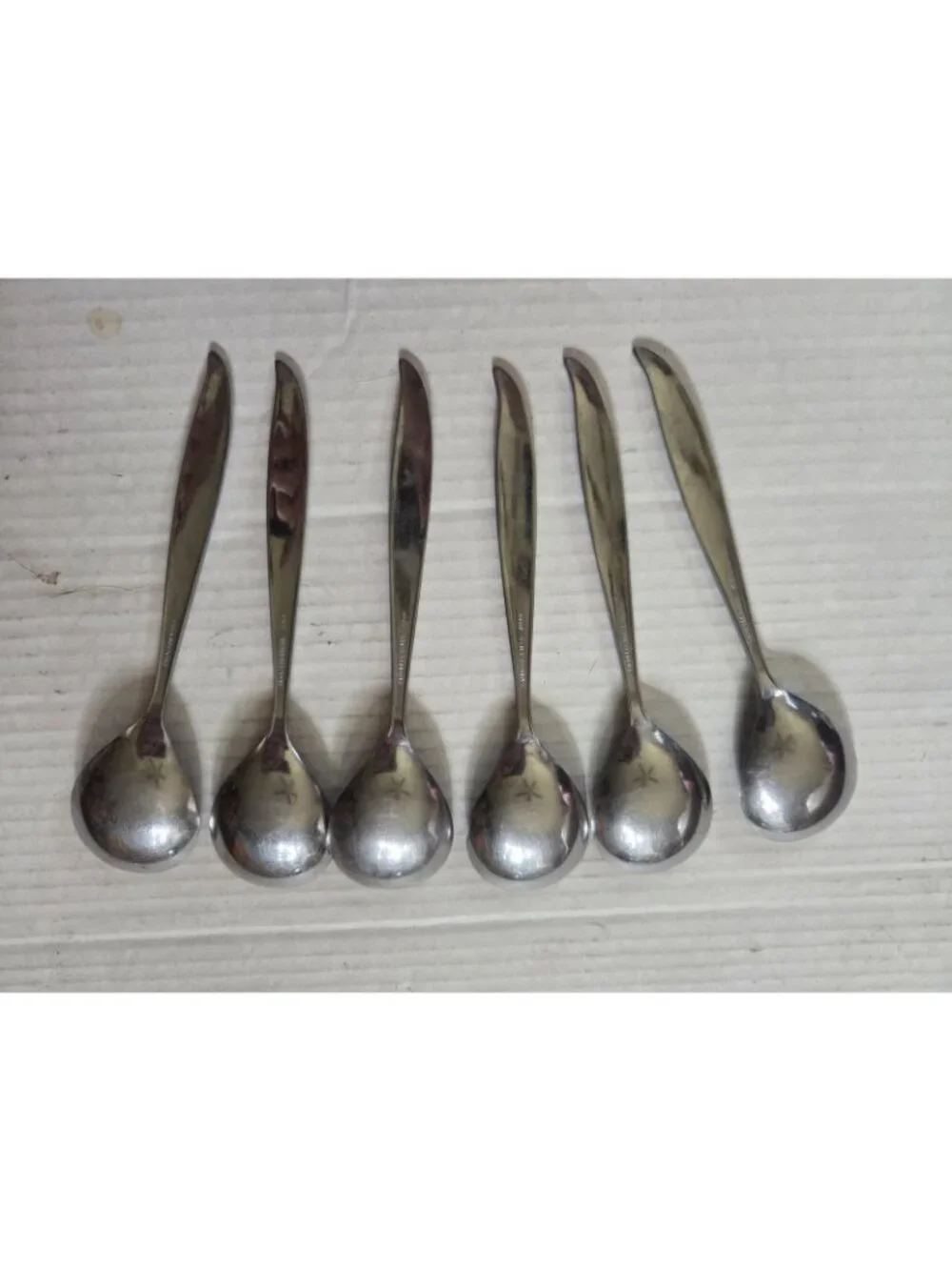 STARETTE Stainless Set of 6 Soup Spoons 7-1/4” Japan Atomic MCM